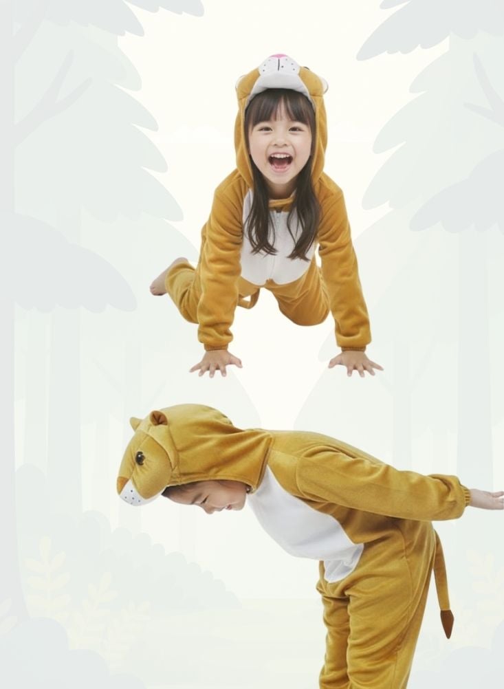 بريميم زي تنكري على شكل أسد للأطفال - زي ملك الغابة الناعم ذو القلنسوة للأطفال - Image 3